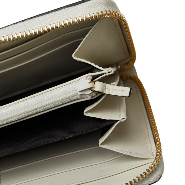 グッチ シルヴィ エンブロイダリー ラウンドファスナー 長財布 476083 ホワイト マルチカラー レザー レディース GUCCI 【中古】