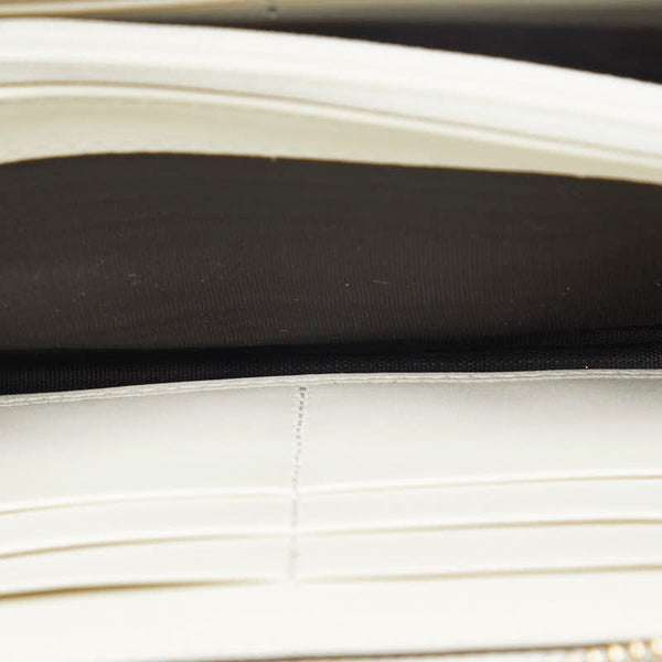 グッチ シルヴィ エンブロイダリー ラウンドファスナー 長財布 476083 ホワイト マルチカラー レザー レディース GUCCI 【中古】