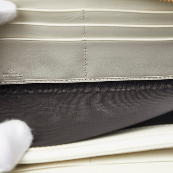 グッチ シルヴィ エンブロイダリー ラウンドファスナー 長財布 476083 ホワイト マルチカラー レザー レディース GUCCI 【中古】