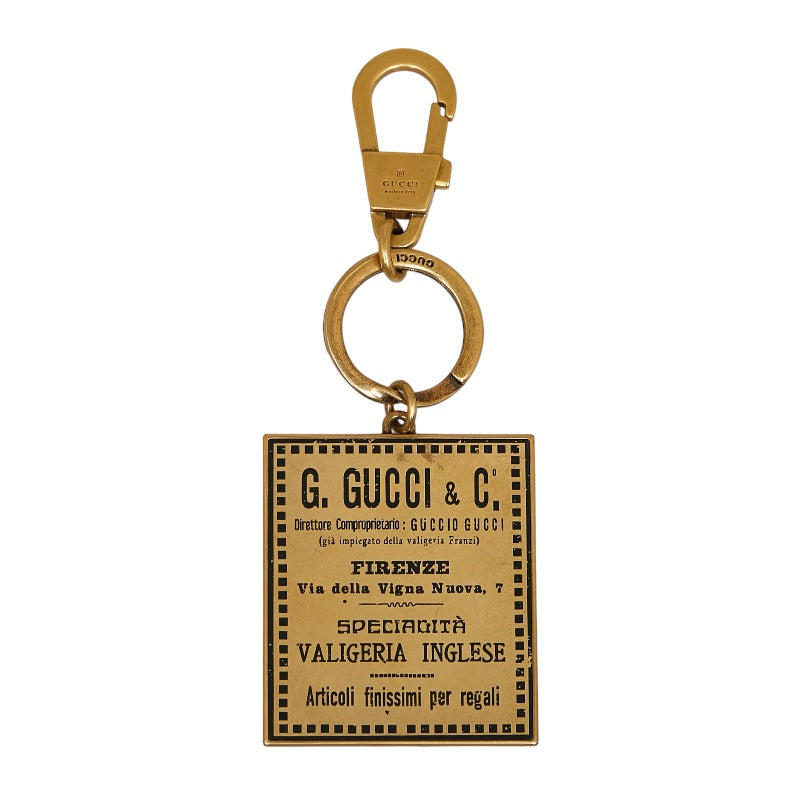 グッチ ヴィンテージラベルモチーフ キーホルダー キーリング バッグチャーム 495420 アンティークゴールド メタル メンズ GUCCI 【中古】