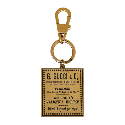 グッチ ヴィンテージラベルモチーフ キーホルダー キーリング バッグチャーム 495420 アンティークゴールド メタル メンズ GUCCI 【中古】