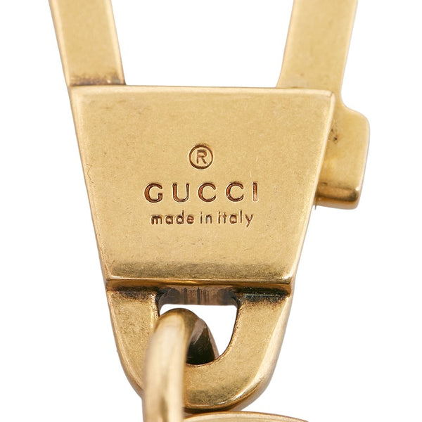 グッチ ヴィンテージラベルモチーフ キーホルダー キーリング バッグチャーム 495420 アンティークゴールド メタル メンズ GUCCI 【中古】