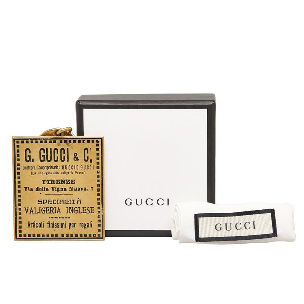 グッチ ヴィンテージラベルモチーフ キーホルダー キーリング バッグチャーム 495420 アンティークゴールド メタル メンズ GUCCI 【中古】