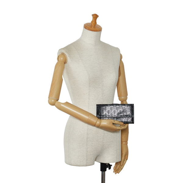 グッチ インターロッキングG GGインプリメ Wホック 二つ折り財布 長財布 212104 ブラック PVC レザー レディース GUCCI 【中古】