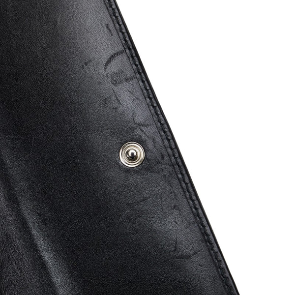 グッチ インターロッキングG GGインプリメ Wホック 二つ折り財布 長財布 212104 ブラック PVC レザー レディース GUCCI 【中古】