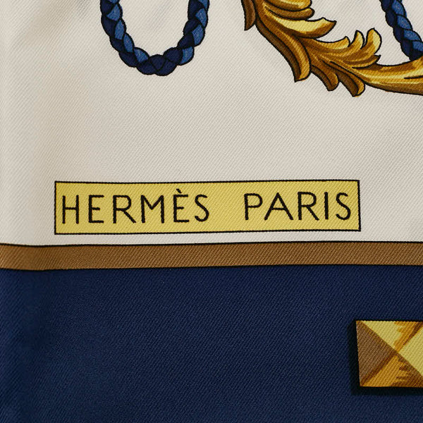 エルメス カレ90 LES CLES THE KEYS RARE 鍵柄 スカーフ ネイビー マルチカラー シルク レディース HERMES 【中古】