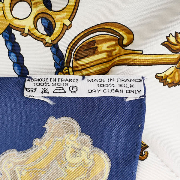 エルメス カレ90 LES CLES THE KEYS RARE 鍵柄 スカーフ ネイビー マルチカラー シルク レディース HERMES 【中古】