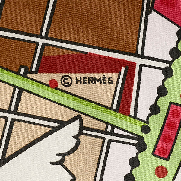 エルメス カレ70 VENT DU NORD 北風 スカーフ ピンク マルチカラー コットン レディース HERMES 【中古】