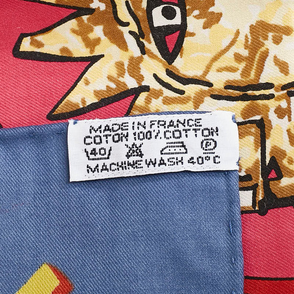 エルメス カレ70 VENT DU NORD 北風 スカーフ ピンク マルチカラー コットン レディース HERMES 【中古】