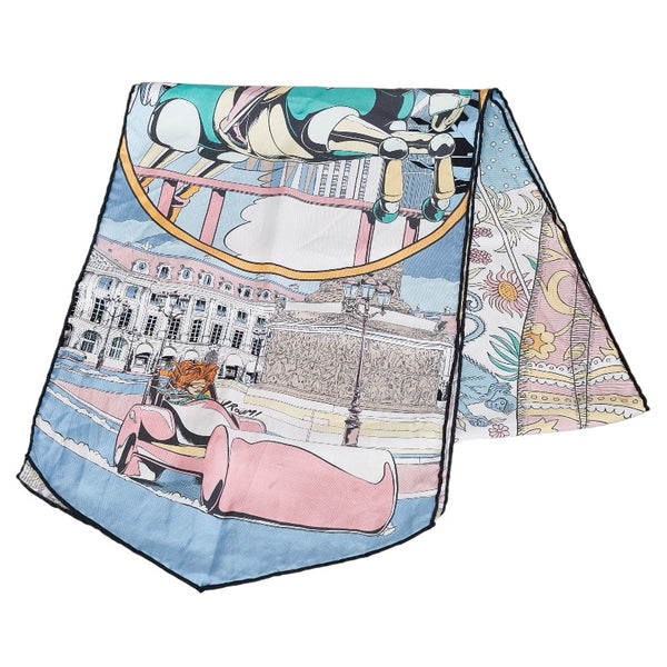 エルメス シルクマフラー LE PREMIER CHANT WOW  スカーフ ブルー マルチカラー シルク レディース HERMES 【中古】