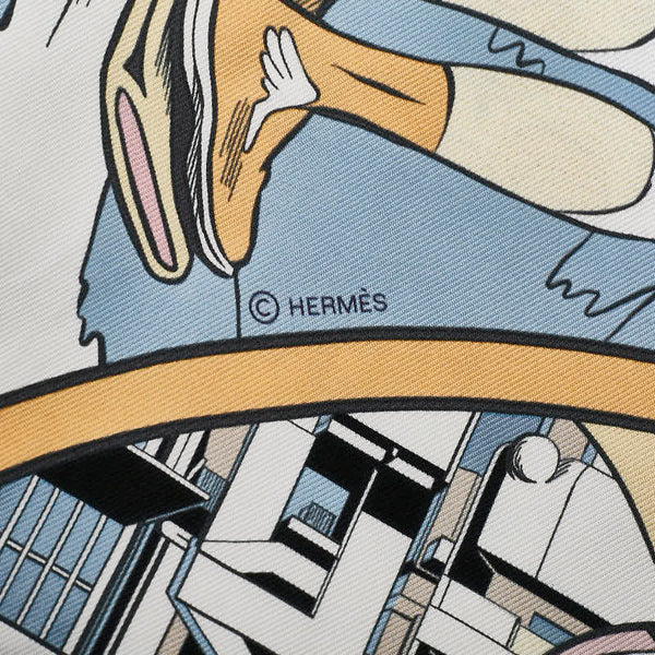 エルメス シルクマフラー LE PREMIER CHANT WOW  スカーフ ブルー マルチカラー シルク レディース HERMES 【中古】