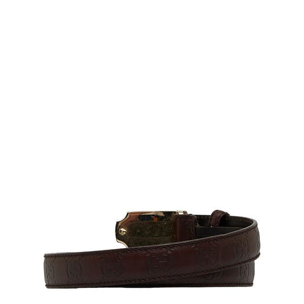 グッチ グッチシマ ロゴプレート ベルト 146439 ブラウン レザー レディース GUCCI 【中古】