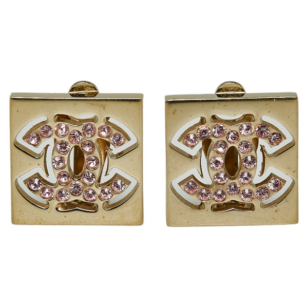 シャネル ココマーク ラインストーン イヤリング ゴールド メッキ レディース CHANEL 【中古】