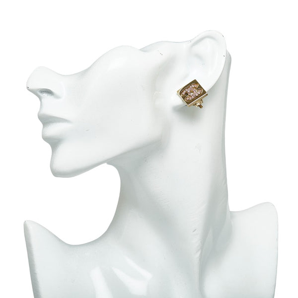 シャネル ココマーク ラインストーン イヤリング ゴールド メッキ レディース CHANEL 【中古】