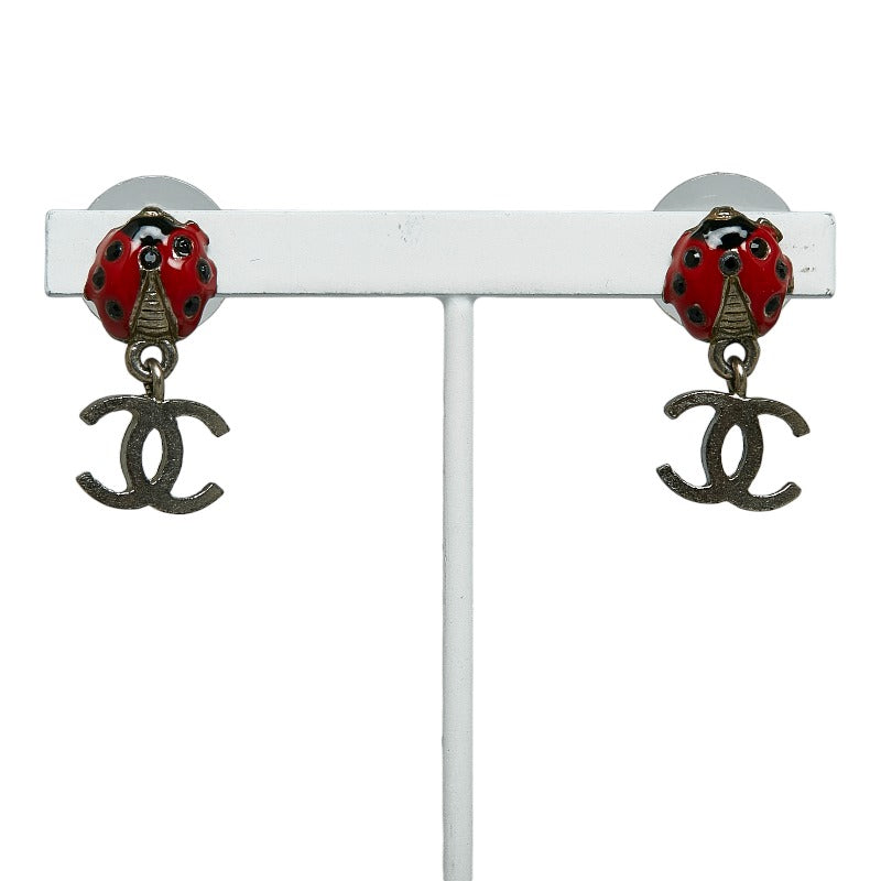 シャネル ココマーク てんとう虫 ピアス シルバー レッド ブラック メタル プラスチック レディース CHANEL 【中古】