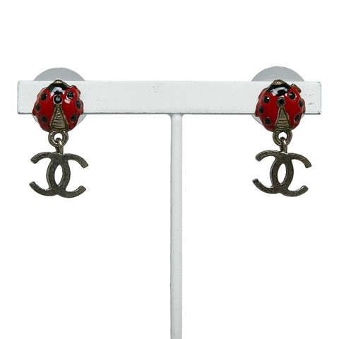 シャネル ココマーク てんとう虫 ピアス シルバー レッド ブラック メタル プラスチック レディース CHANEL 【中古】