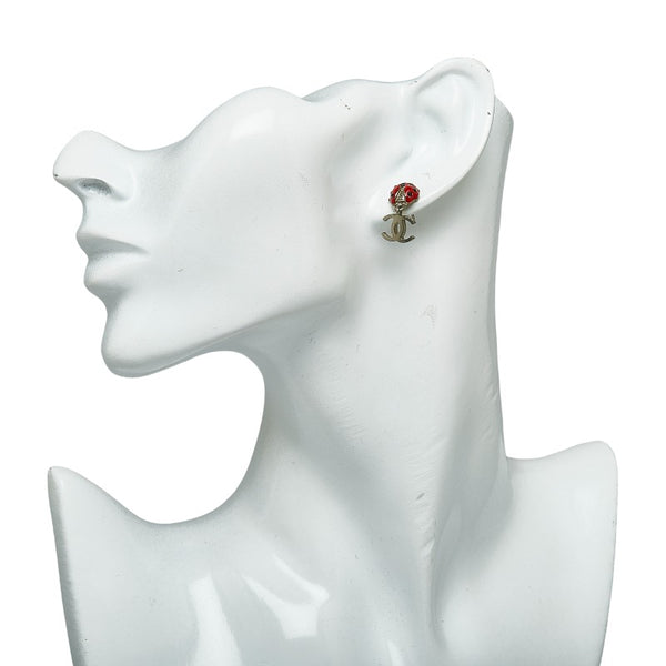 シャネル ココマーク てんとう虫 ピアス シルバー レッド ブラック メタル プラスチック レディース CHANEL 【中古】