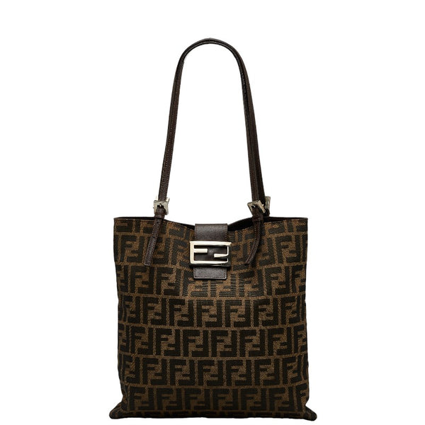 フェンディ ズッカ トートバッグ ブラウン キャンバス レザー レディース FENDI 【中古】