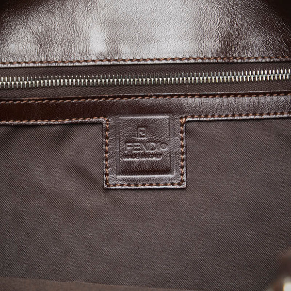 フェンディ ズッカ トートバッグ ブラウン キャンバス レザー レディース FENDI 【中古】