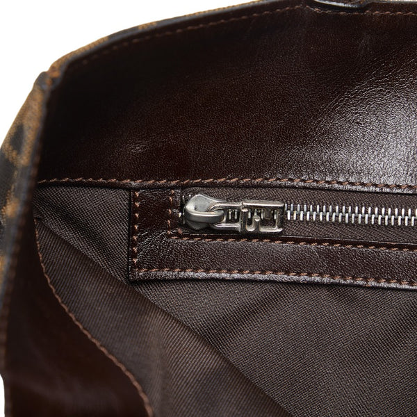 フェンディ ズッカ トートバッグ ブラウン キャンバス レザー レディース FENDI 【中古】