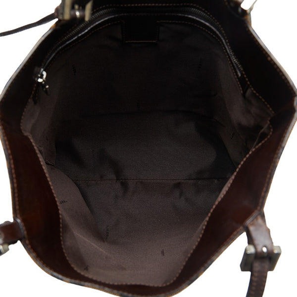 フェンディ ズッカ トートバッグ ブラウン キャンバス レザー レディース FENDI 【中古】