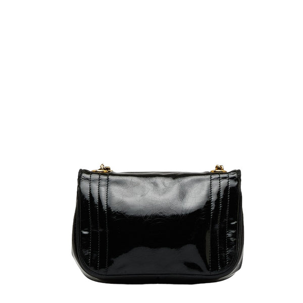 シャネル ココマーク ミニショルダーバッグ ブラック エナメル レディース CHANEL 【中古】