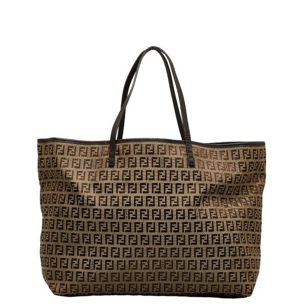 フェンディ ズッキーノ トートバッグ 8BH076 ブラウン キャンバス レザー レディース FENDI 【中古】