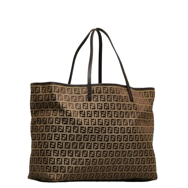 フェンディ ズッキーノ トートバッグ 8BH076 ブラウン キャンバス レザー レディース FENDI 【中古】