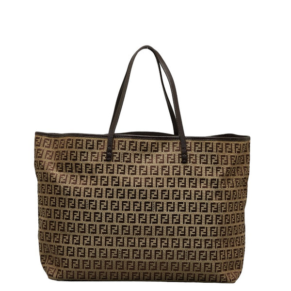 フェンディ ズッキーノ トートバッグ 8BH076 ブラウン キャンバス レザー レディース FENDI 【中古】