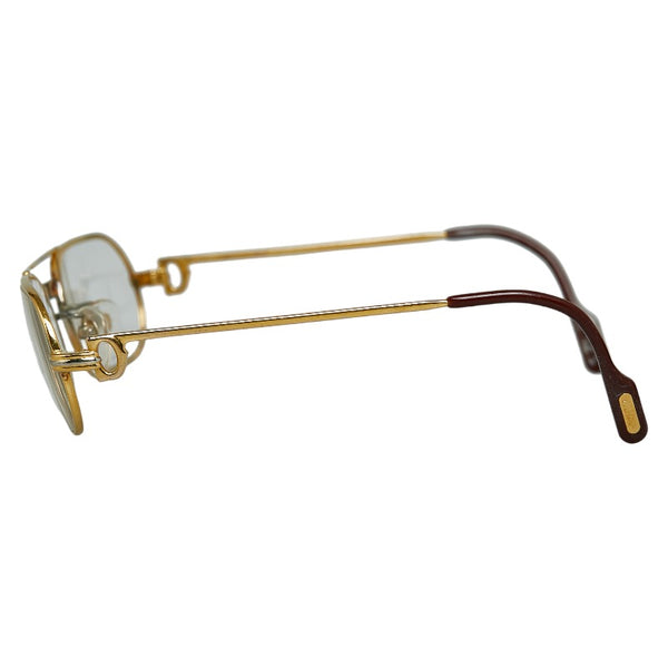 カルティエ 度入り トリニティ メガネ ゴールド ブラウン プラスチック メッキ レディース CARTIER 【中古】