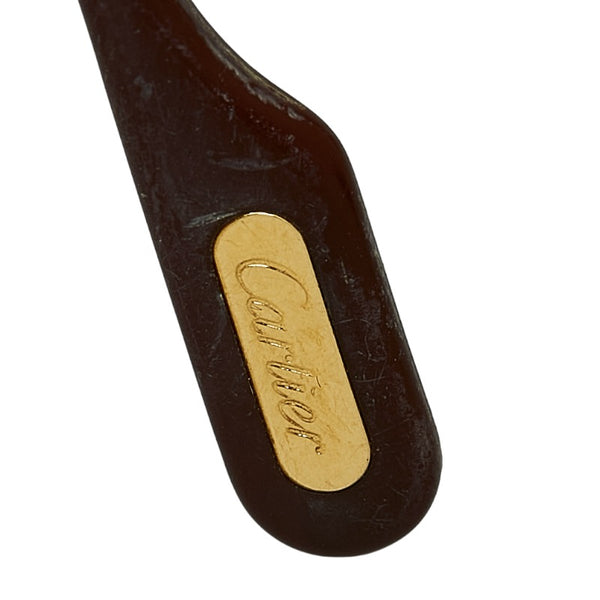 カルティエ 度入り トリニティ メガネ ゴールド ブラウン プラスチック メッキ レディース CARTIER 【中古】