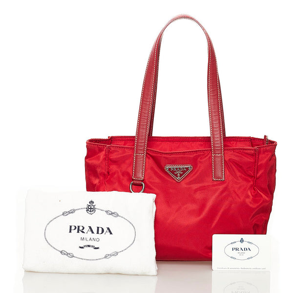 プラダ ハンドバッグ BR3262 レッド ROSSO ナイロン レザー レディース PRADA 【中古】