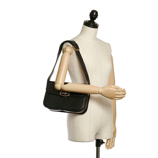 セリーヌ 馬車金具 ショルダーバッグ ブラック レザー レディース CELINE 【中古】