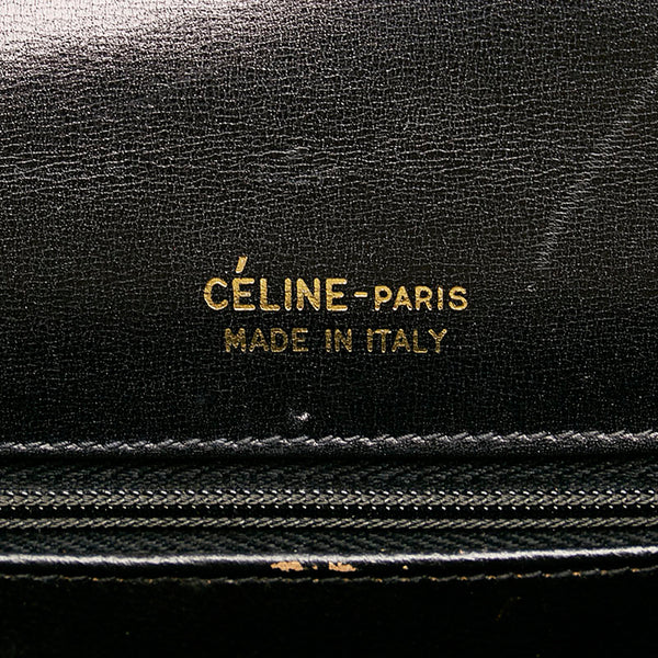 セリーヌ 馬車金具 ショルダーバッグ ブラック レザー レディース CELINE 【中古】
