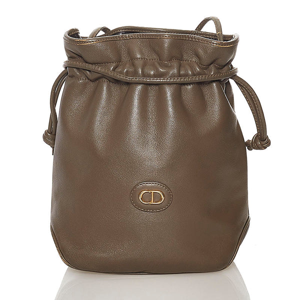 ディオール 巾着 ショルダーバッグ ブラウン レザー レディース Dior 【中古】