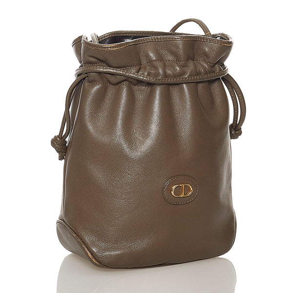 ディオール 巾着 ショルダーバッグ ブラウン レザー レディース Dior 【中古】