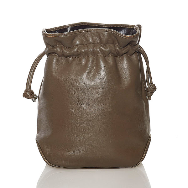 ディオール 巾着 ショルダーバッグ ブラウン レザー レディース Dior 【中古】