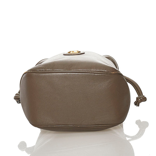ディオール 巾着 ショルダーバッグ ブラウン レザー レディース Dior 【中古】