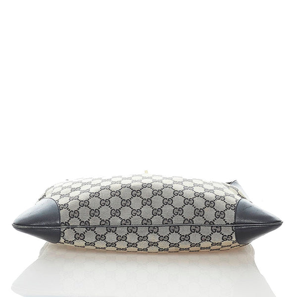 グッチ GGキャンバス ショルダーバッグ ブラック ベージュ レザー キャンバス レディース GUCCI 【中古】