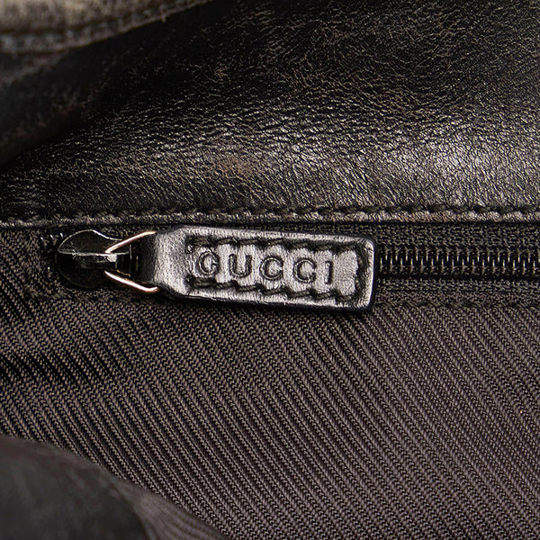 グッチ GGキャンバス ショルダーバッグ ブラック ベージュ レザー キャンバス レディース GUCCI 【中古】