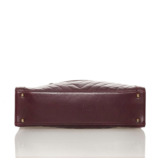 シャネル Vステッチ ハンドバッグ ワインレッド ボルドー ラムスキン レディース CHANEL 【中古】