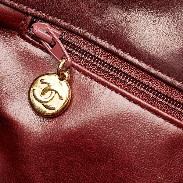 シャネル Vステッチ ハンドバッグ ワインレッド ボルドー ラムスキン レディース CHANEL 【中古】