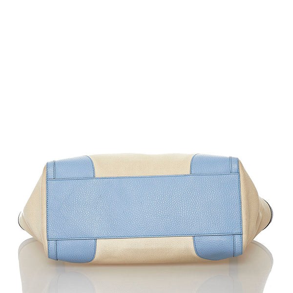 グッチ スウィング トートバッグ 354397 アイボリー ブルー キャンバス レザー レディース GUCCI 【中古】