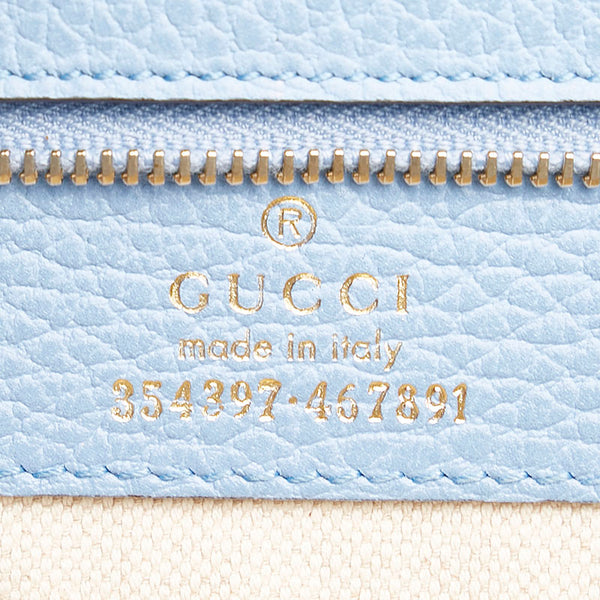 グッチ スウィング トートバッグ 354397 アイボリー ブルー キャンバス レザー レディース GUCCI 【中古】