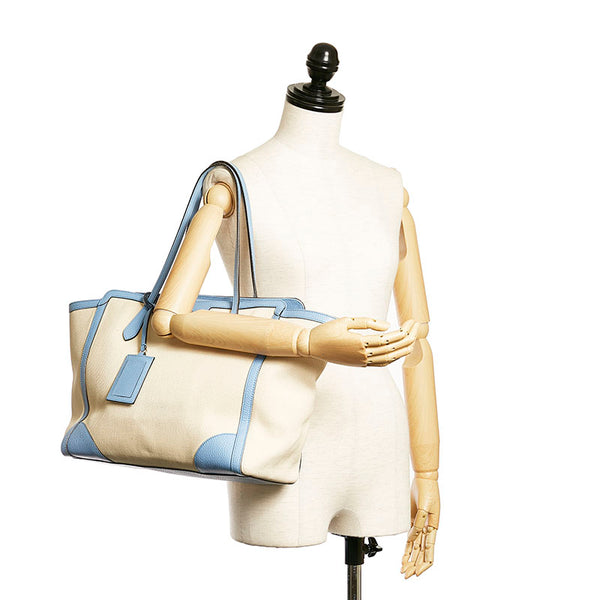 グッチ スウィング トートバッグ 354397 アイボリー ブルー キャンバス レザー レディース GUCCI 【中古】