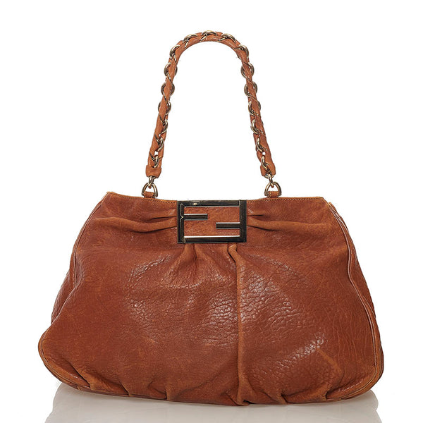 フェンディ チェーン ハンドバッグ 8BR616 ブラウン レザー レディース FENDI 【中古】