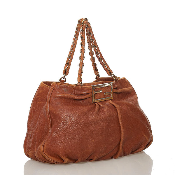 フェンディ チェーン ハンドバッグ 8BR616 ブラウン レザー レディース FENDI 【中古】