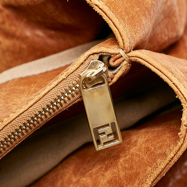 フェンディ チェーン ハンドバッグ 8BR616 ブラウン レザー レディース FENDI 【中古】