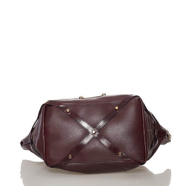 バーバリー ノバチェック ショルダーバッグ トートバッグ ワインレッド ベージュ レザー キャンバス レディース BURBERRY 【中古】