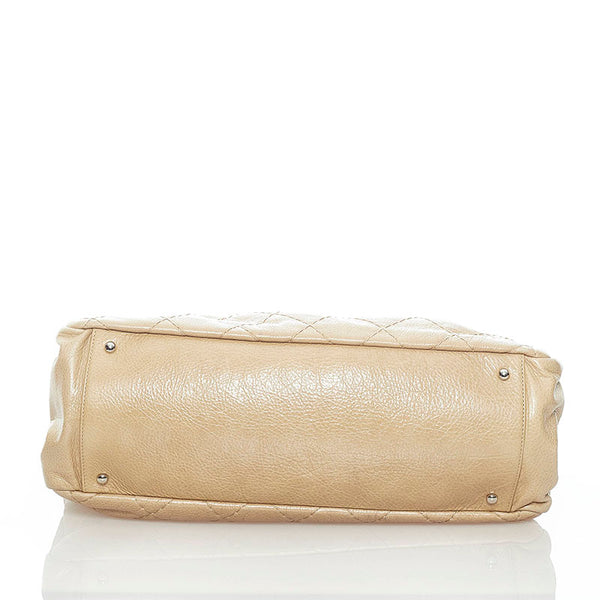 シャネル オンザロード ワイルドステッチ ココマーク トートバッグ ショルダーバッグ  ベージュ レザー レディース CHANEL 【中古】